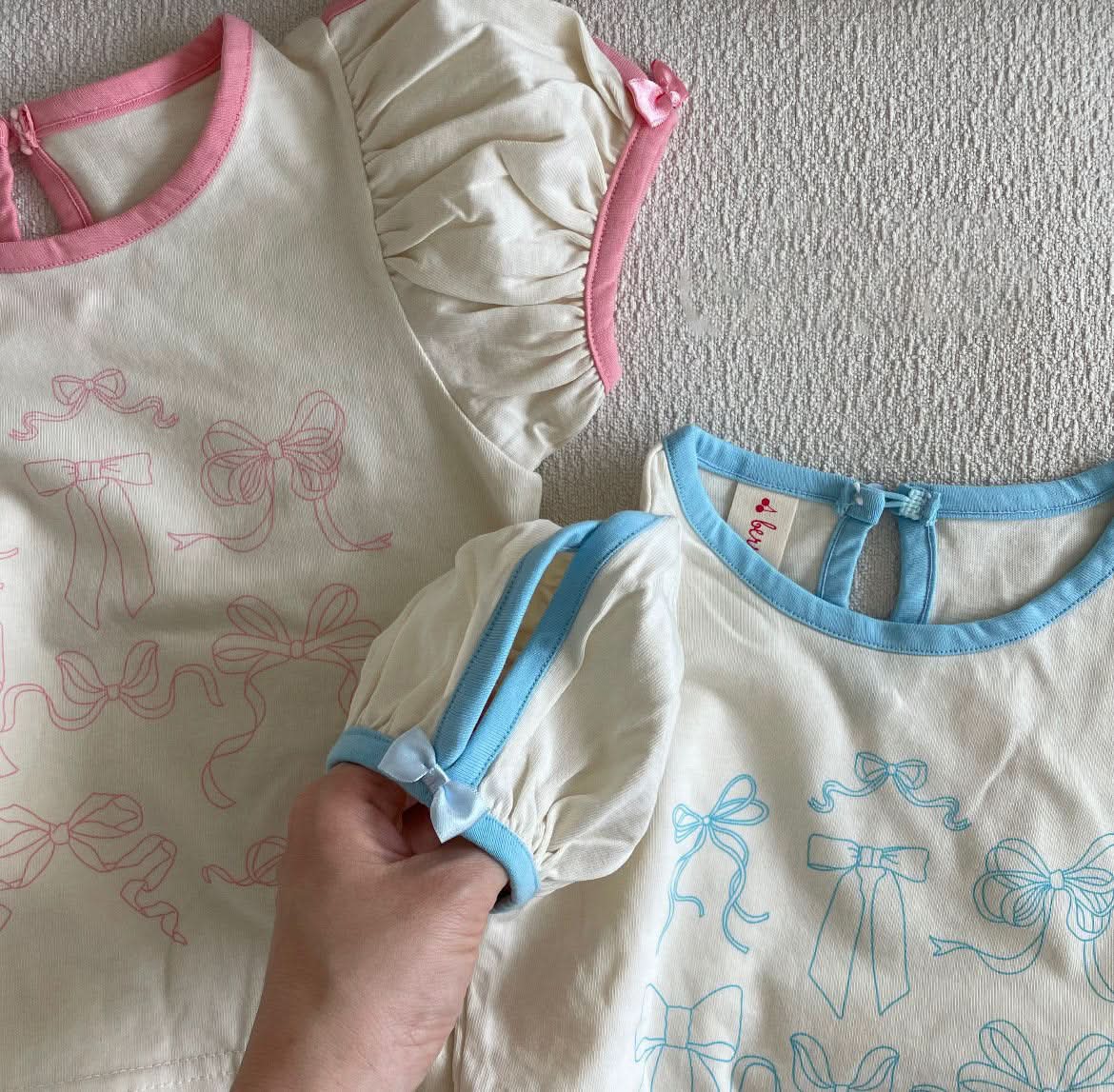 Toddler Open Sleeve Bow Print Top (1 - 5y) - 2 Colors kids outfit