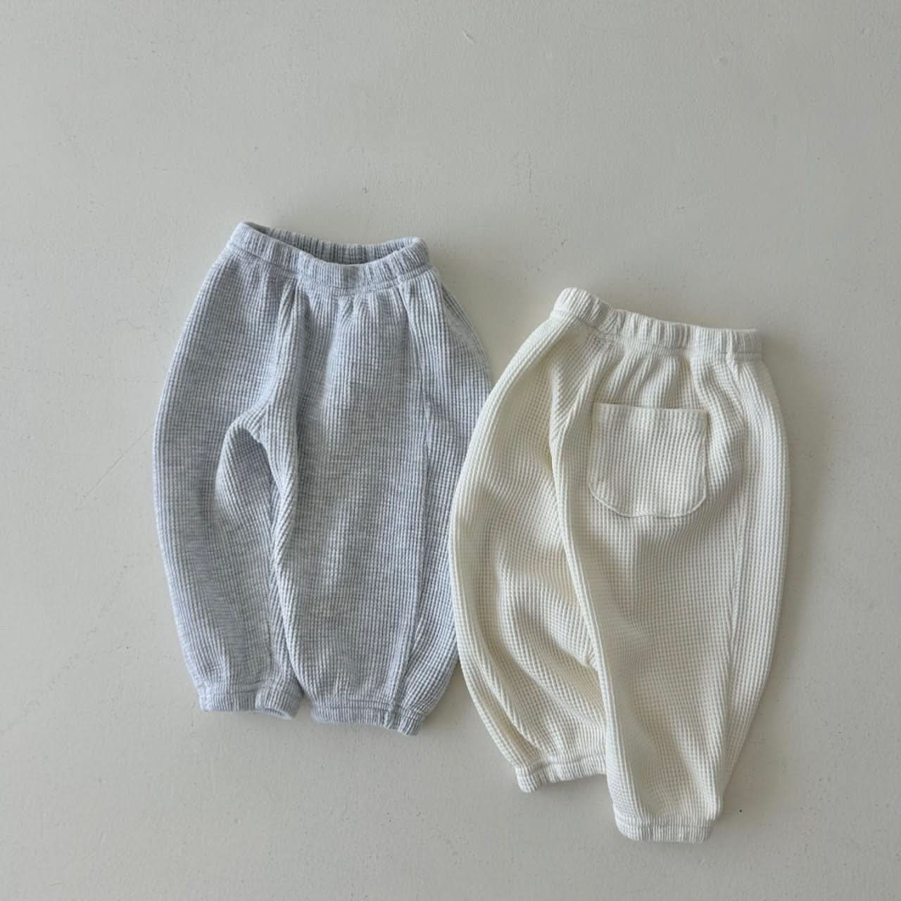 Toddler Peter Pan Collar Waffle Sweatshirt and Jogger Pants Set (4m - 6y) - 2 Colors kids outfit