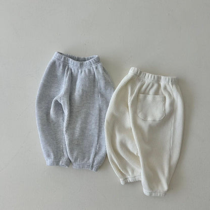 Toddler Peter Pan Collar Waffle Sweatshirt and Jogger Pants Set (4m - 6y) - 2 Colors kids outfit