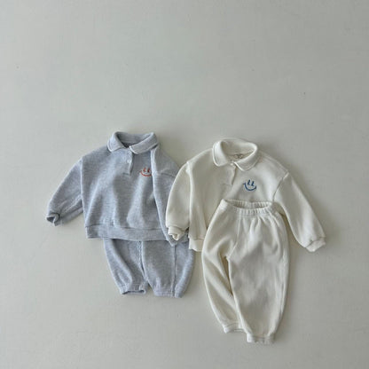 Toddler Peter Pan Collar Waffle Sweatshirt and Jogger Pants Set (4m - 6y) - 2 Colors kids outfit