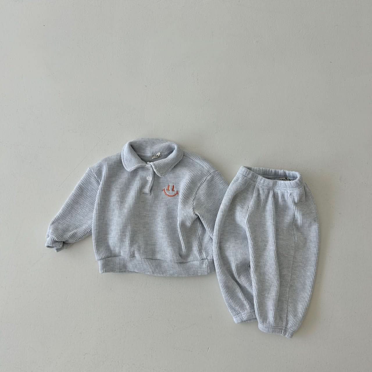 Toddler Peter Pan Collar Waffle Sweatshirt and Jogger Pants Set (4m - 6y) - 2 Colors kids outfit