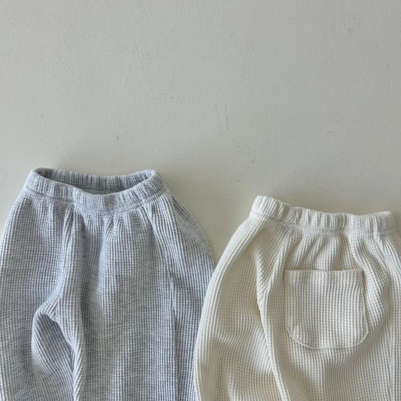 Toddler Peter Pan Collar Waffle Sweatshirt and Jogger Pants Set (4m - 6y) - 2 Colors kids outfit