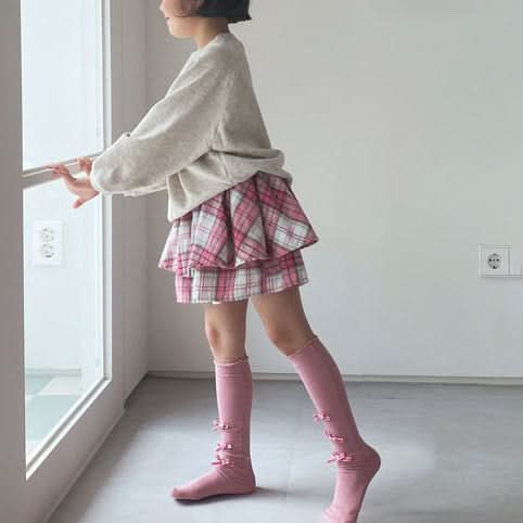 Toddler Plaid Skirt Shorts (1 - 7y) - Pink kids outfit