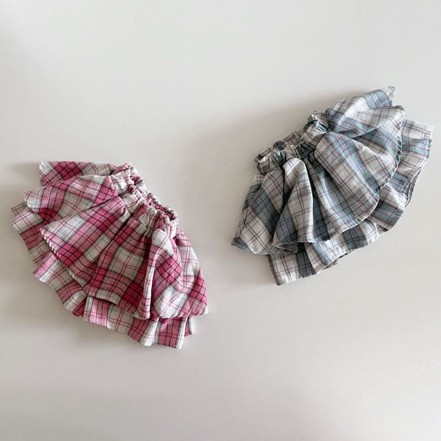 Toddler Plaid Skirt Shorts (1 - 7y) - Pink kids outfit