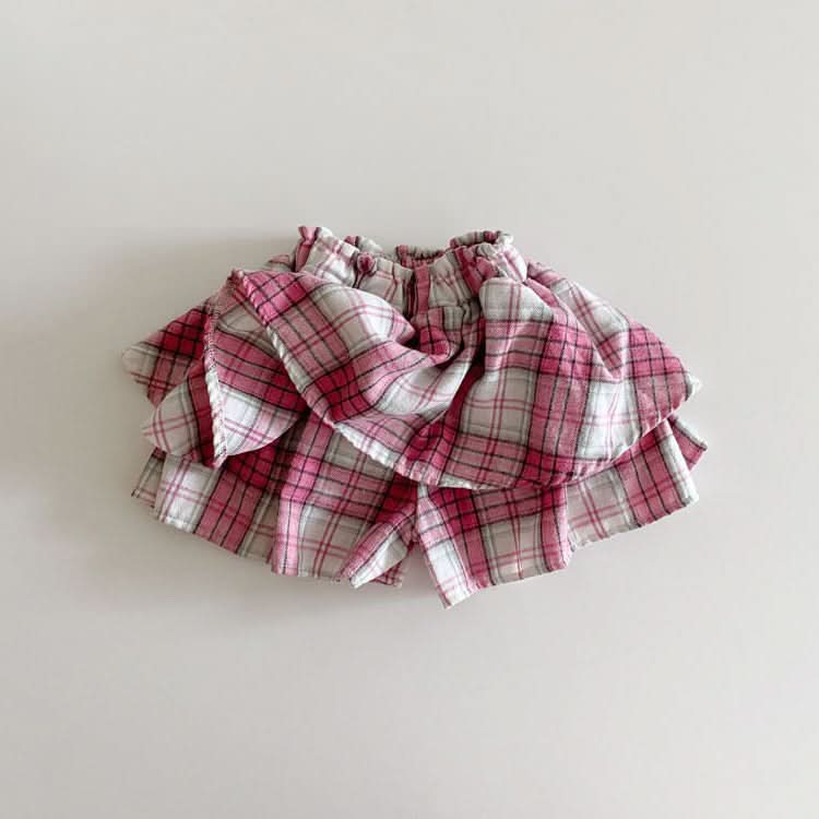 Toddler Plaid Skirt Shorts (1 - 7y) - Pink kids outfit