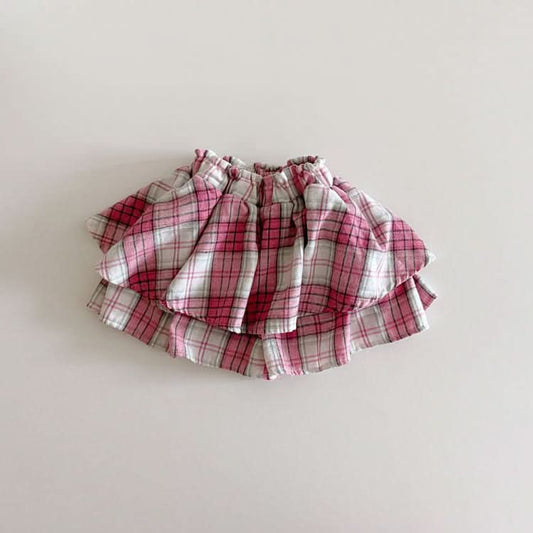 Toddler Plaid Skirt Shorts (1 - 7y) - Pink kids outfit
