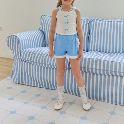 Toddler Pleated Strap Bow Print Tank Top (1 - 5y) - 2 Colors kids outfit