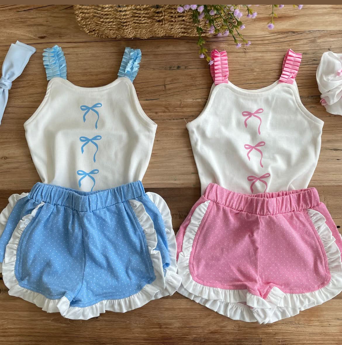 Toddler Pleated Strap Bow Print Tank Top (1 - 5y) - 2 Colors kids outfit