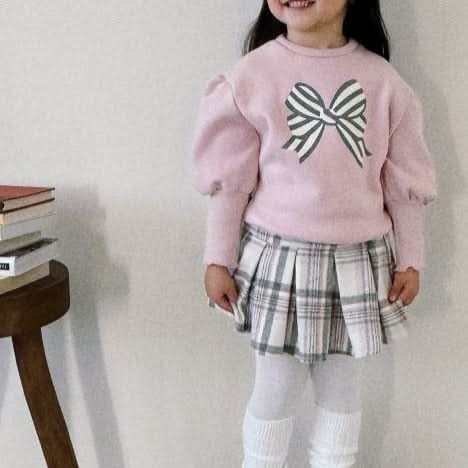Toddler Puff Sleeve Bow Print (2 - 3y) - Pink kids outfit