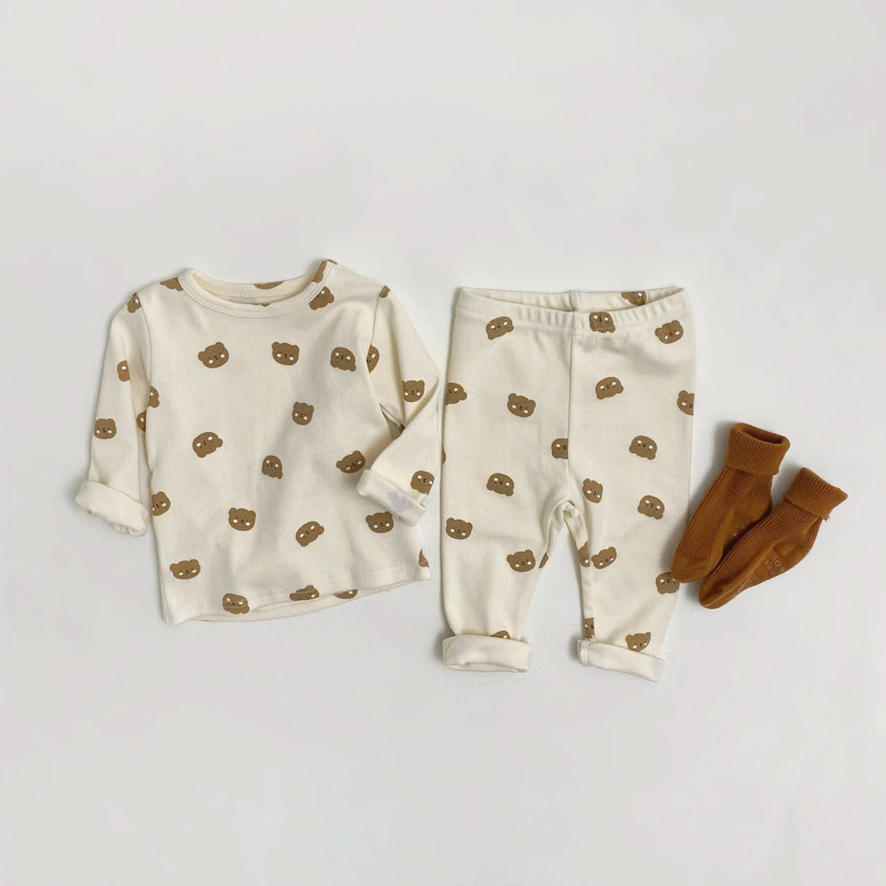 Toddler S25 Bear / Strawberry Printed Top and Pants Set (1 - 7y) - 2 Colors kids outfit