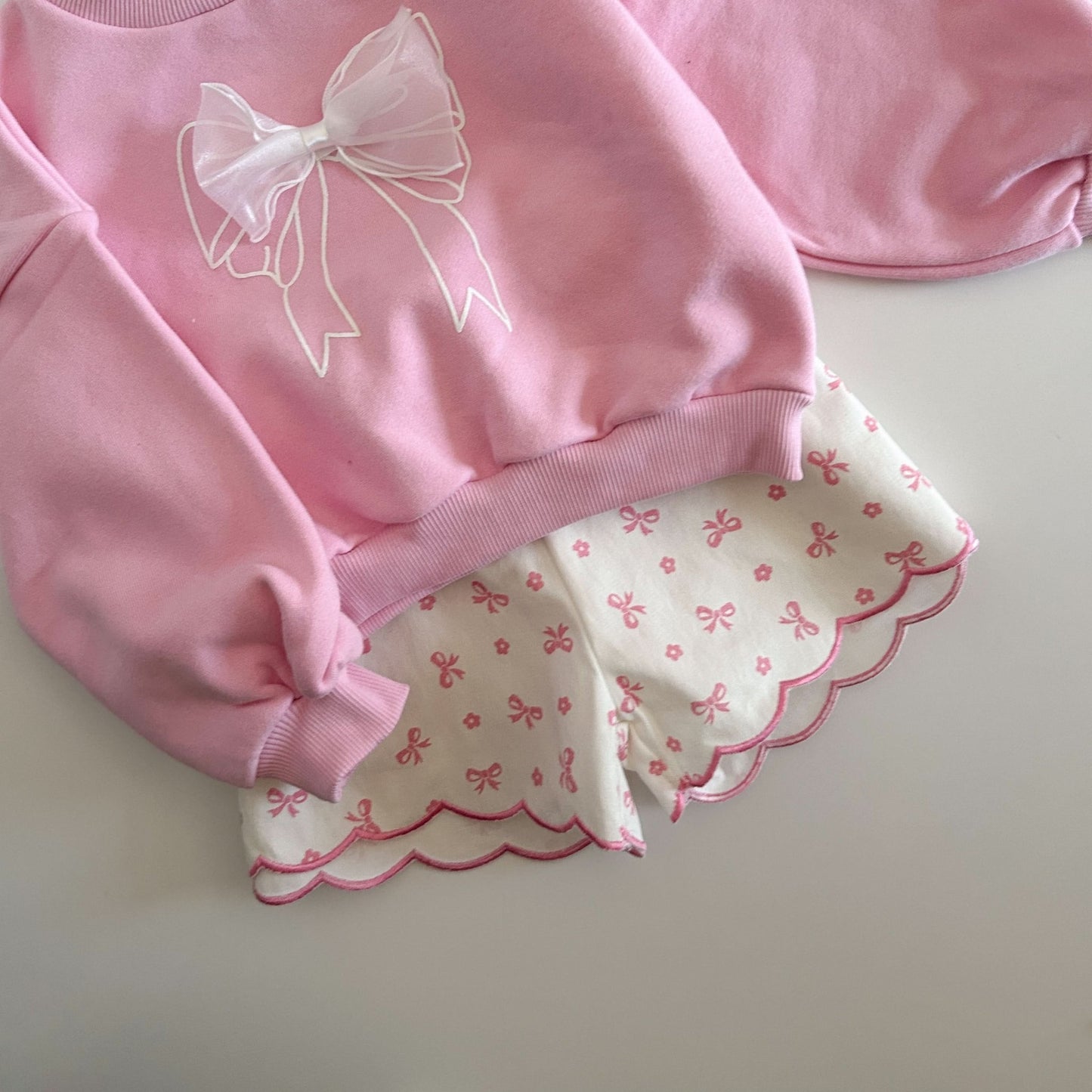 Toddler S25 Bow Printed Twill Shorts (2 - 7y) - Pink kids outfit