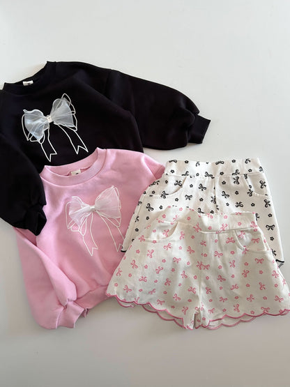 Toddler S25 Bow Printed Twill Shorts (2 - 7y) - Pink kids outfit