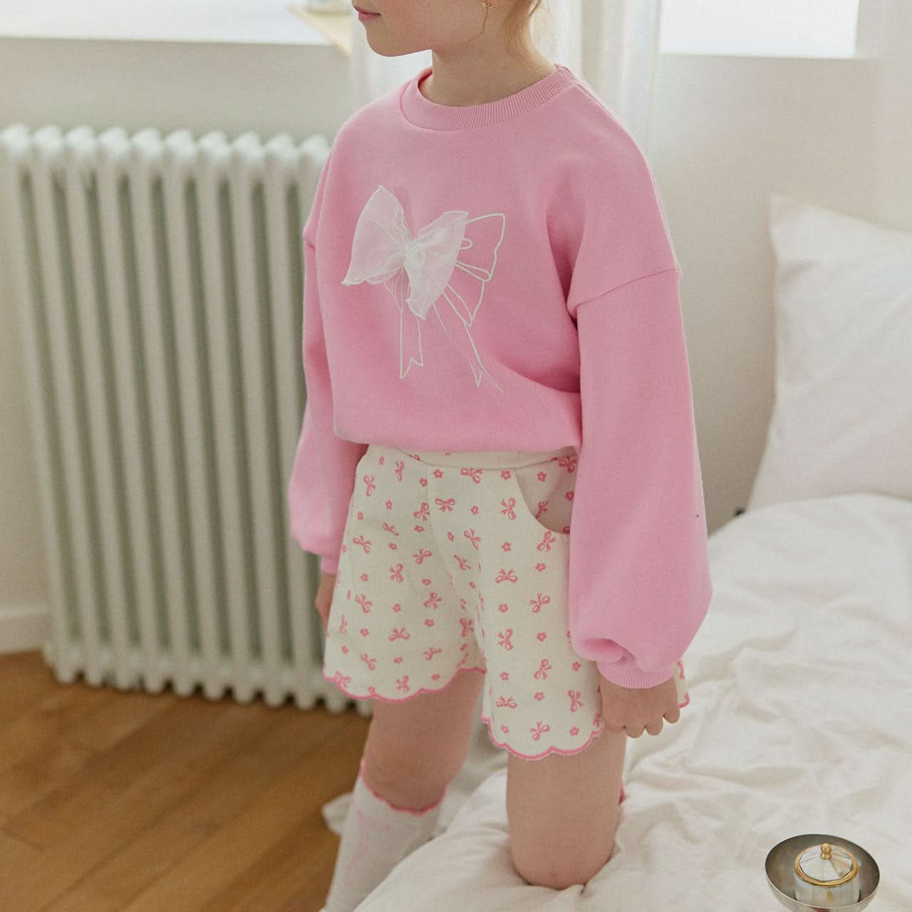 Toddler S25 Bow Printed Twill Shorts (2 - 7y) - Pink kids outfit