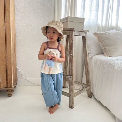 Toddler S25 Colorblock Sleeveless Ribbed Top (1 - 7y) - Cream kids outfit