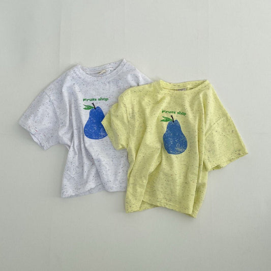 Toddler S25 Confetti Pear Print Short Sleeve Top (1 - 7y) - 2 Colors kids outfit