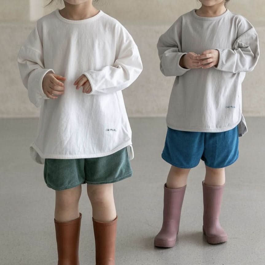 Toddler S25 Curved Hem Basic Top and Terry Cloth Shorts Set (2 - 7y) - 2 Colors kids outfit