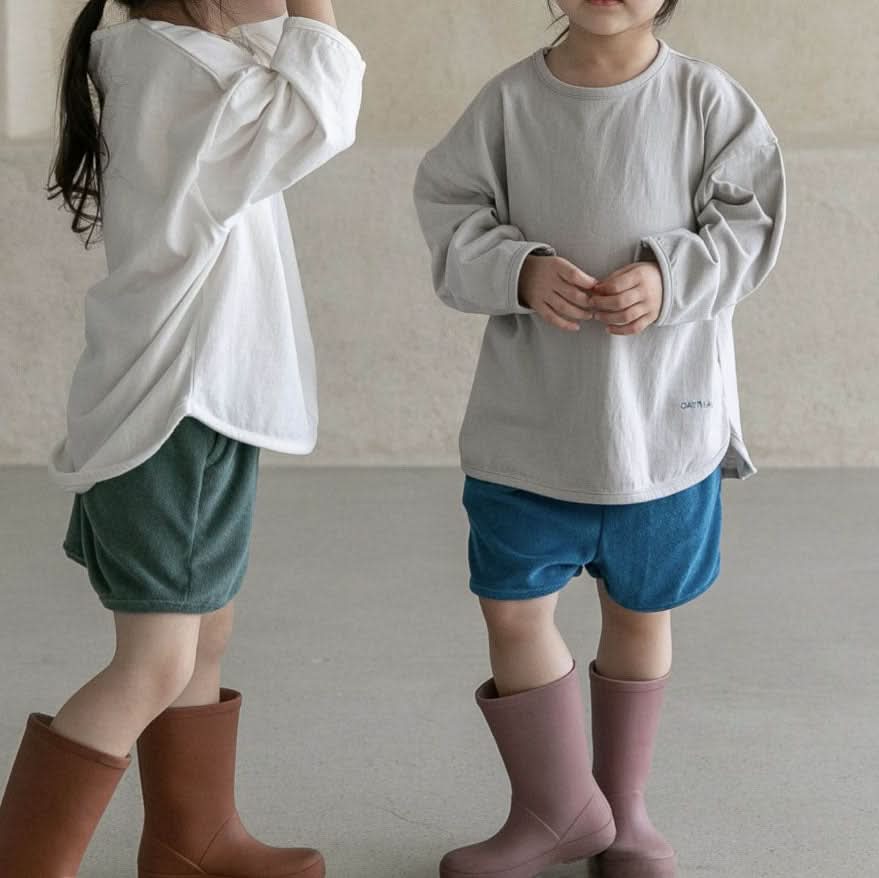 Toddler S25 Curved Hem Basic Top and Terry Cloth Shorts Set (2 - 7y) - 2 Colors kids outfit
