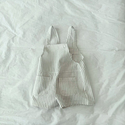 Toddler S25 Front Pockets Stripe Short Overalls (2 - 7y) - 2 Colors kids outfit