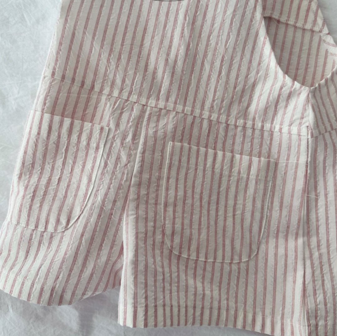Toddler S25 Front Pockets Stripe Short Overalls (2 - 7y) - 2 Colors kids outfit