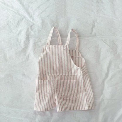 Toddler S25 Front Pockets Stripe Short Overalls (2 - 7y) - 2 Colors kids outfit
