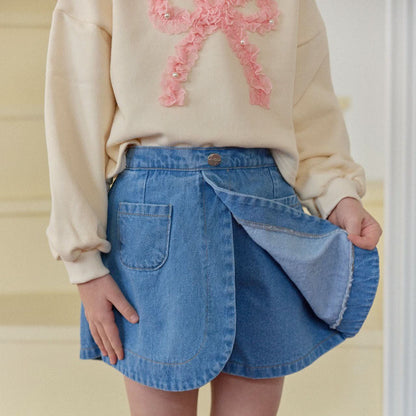 Toddler S25 Lace & Pearl Bow Sweatshirt (2 - 7y) - Cream kids outfit