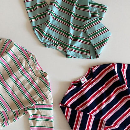 Toddler S25 Multicolor Stripe Long Sleeve Tee (1 - 6y) - 3 Colors kids outfit