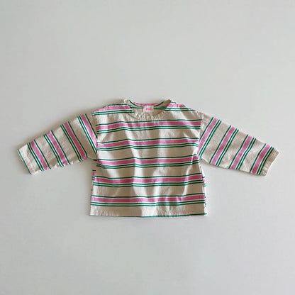 Toddler S25 Multicolor Stripe Long Sleeve Tee (1 - 6y) - 3 Colors kids outfit