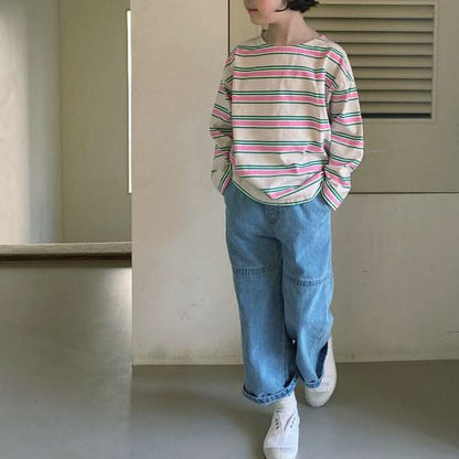 Toddler S25 Multicolor Stripe Long Sleeve Tee (1 - 6y) - 3 Colors kids outfit