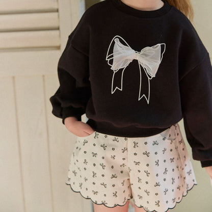 Toddler S25 Organza Bow Sweatshirt (2 - 7y) - Black kids outfit