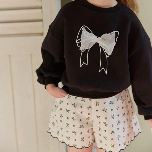Toddler S25 Organza Bow Sweatshirt (2 - 7y) - Black kids outfit