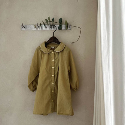 Toddler S25 Peter Pan Collar Bubble Sleeve Shirt Dress (2 - 7y) - 2 Colors kids outfit