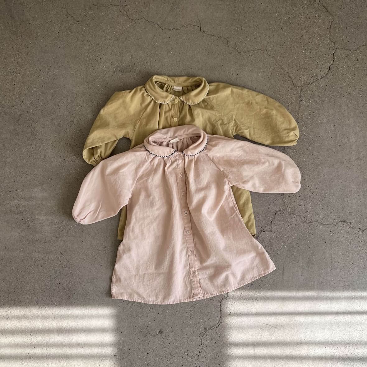 Toddler S25 Peter Pan Collar Bubble Sleeve Shirt Dress (2 - 7y) - 2 Colors kids outfit