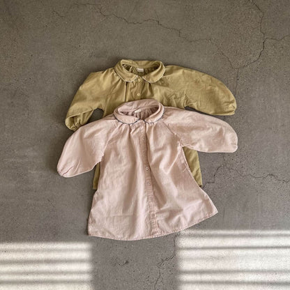 Toddler S25 Peter Pan Collar Bubble Sleeve Shirt Dress (2 - 7y) - 2 Colors kids outfit