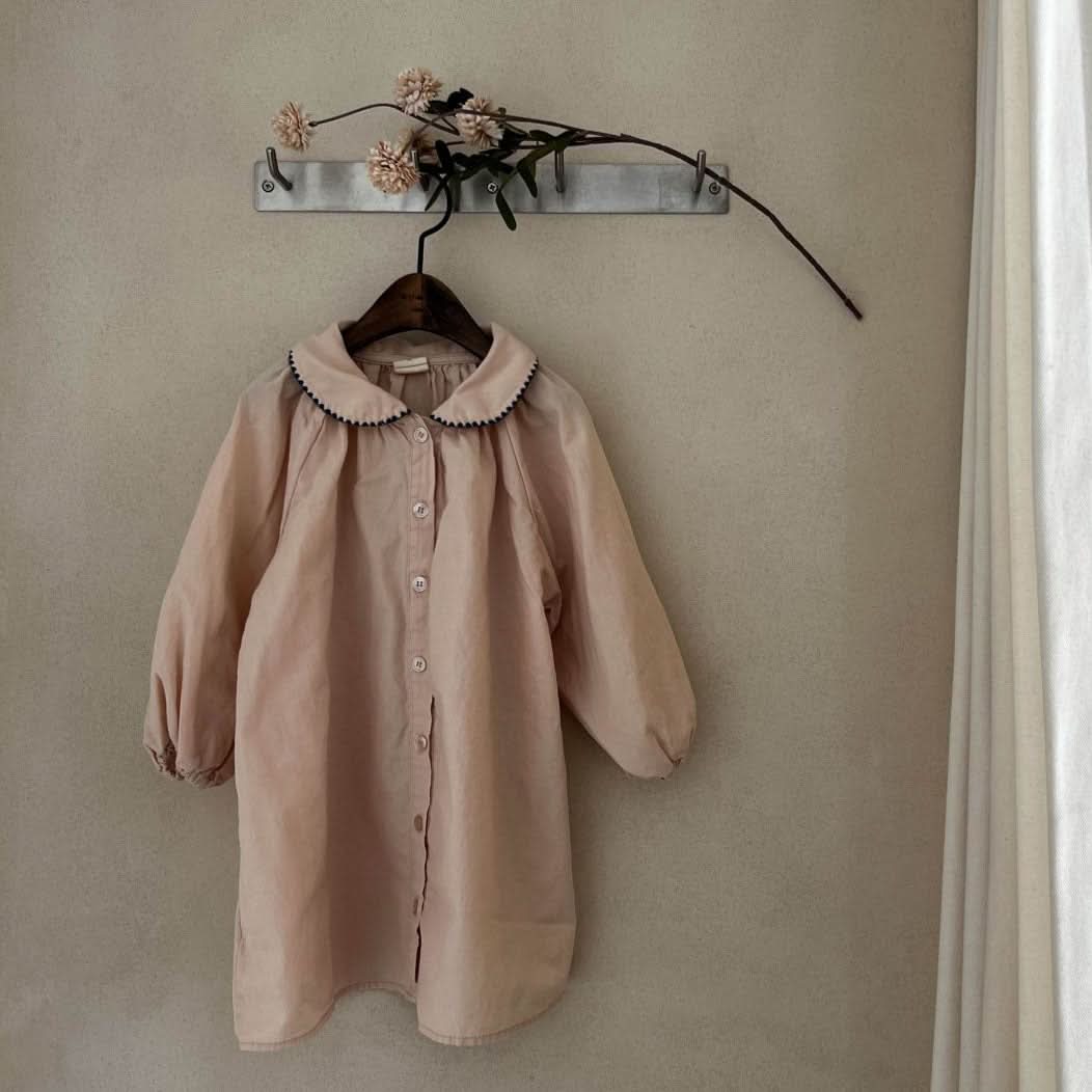 Toddler S25 Peter Pan Collar Bubble Sleeve Shirt Dress (2 - 7y) - 2 Colors kids outfit