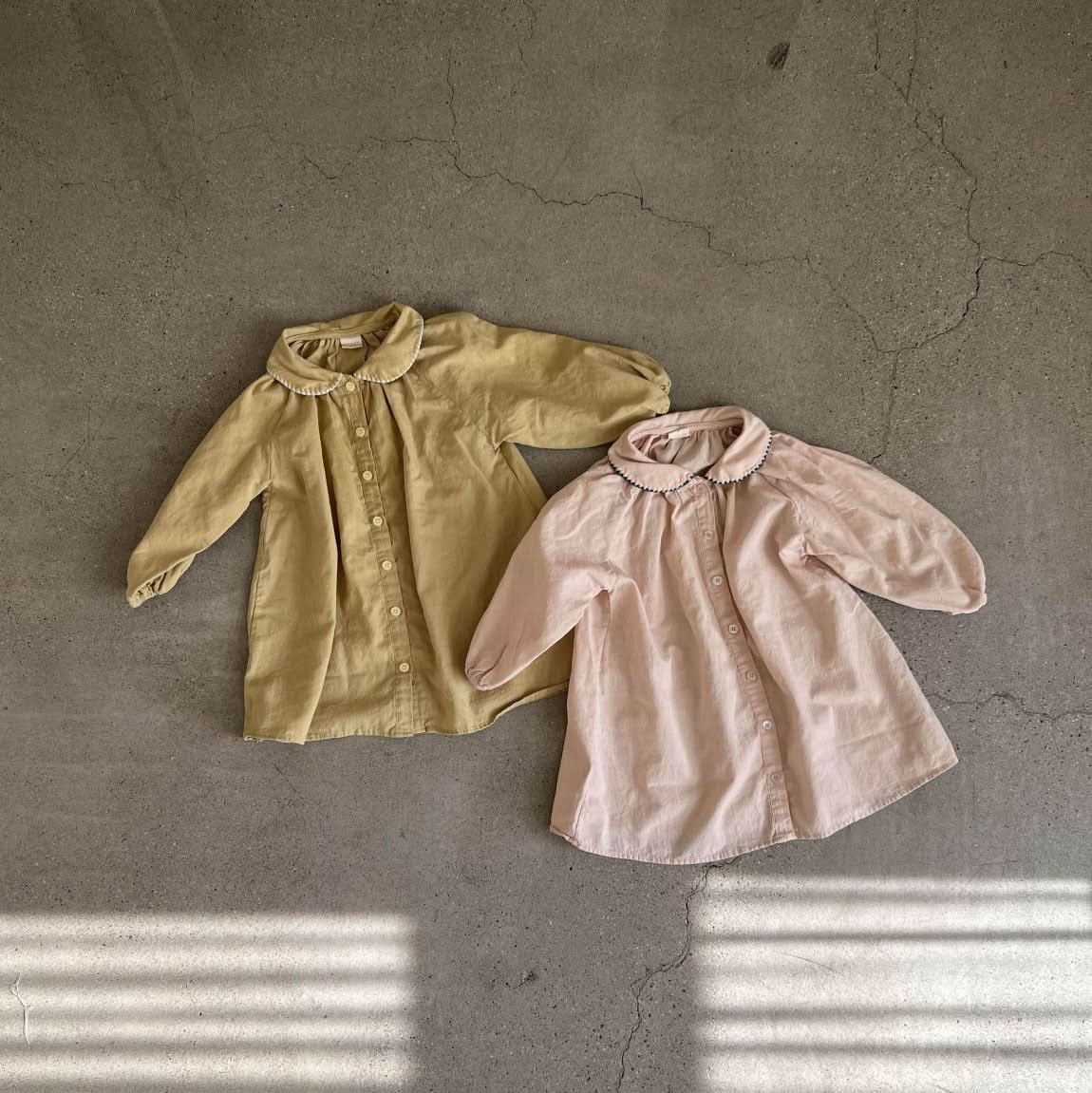Toddler S25 Peter Pan Collar Bubble Sleeve Shirt Dress (2 - 7y) - 2 Colors kids outfit