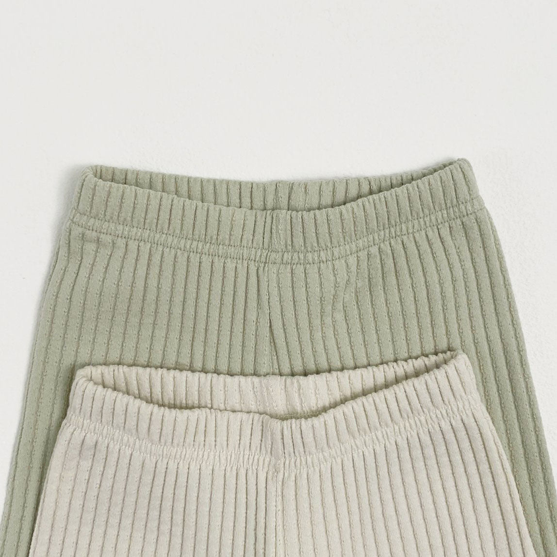 Toddler S25 Ribbed Pointelle Long Sleeve Top and Wide Pants Set (1 - 7y) - 2 Colors kids outfit