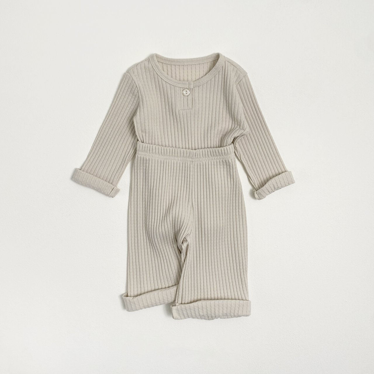 Toddler S25 Ribbed Pointelle Long Sleeve Top and Wide Pants Set (1 - 7y) - 2 Colors kids outfit