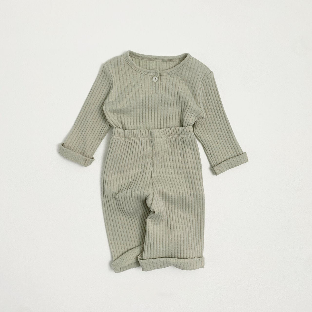 Toddler S25 Ribbed Pointelle Long Sleeve Top and Wide Pants Set (1 - 7y) - 2 Colors kids outfit