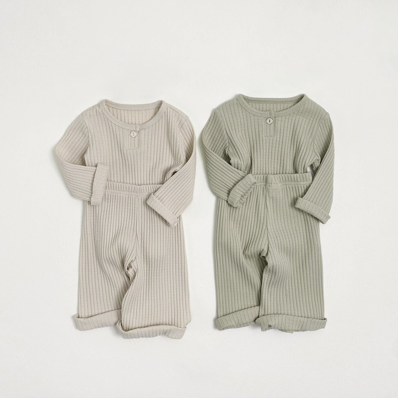Toddler S25 Ribbed Pointelle Long Sleeve Top and Wide Pants Set (1 - 7y) - 2 Colors kids outfit