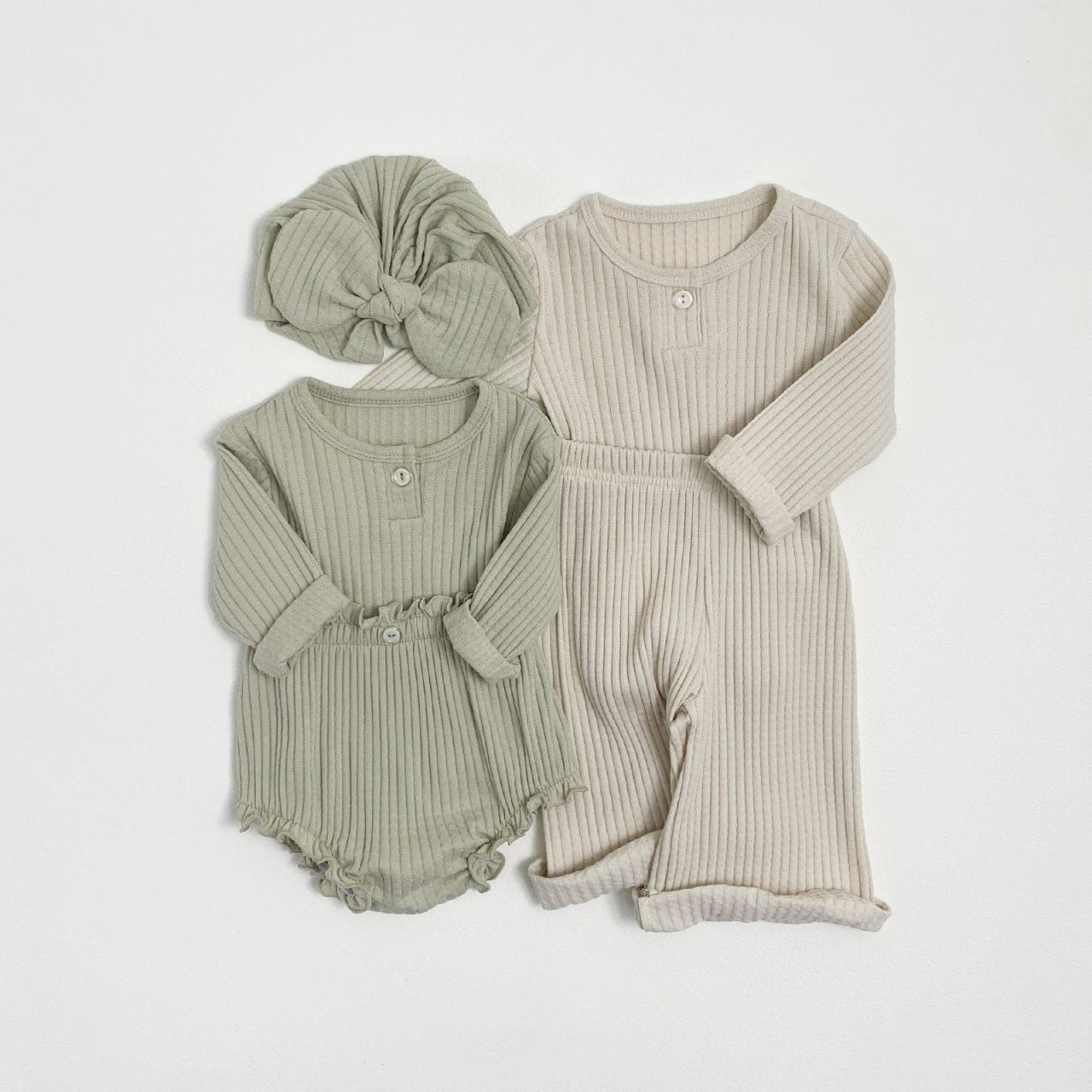 Toddler S25 Ribbed Pointelle Long Sleeve Top and Wide Pants Set (1 - 7y) - 2 Colors kids outfit