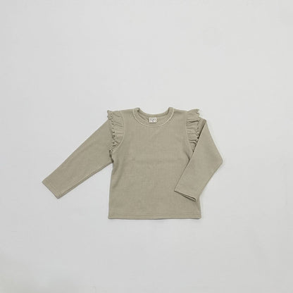 Toddler S25 Ruffle Shoulder Ribbed Tee (1 - 6y) - 2 Colors kids outfit