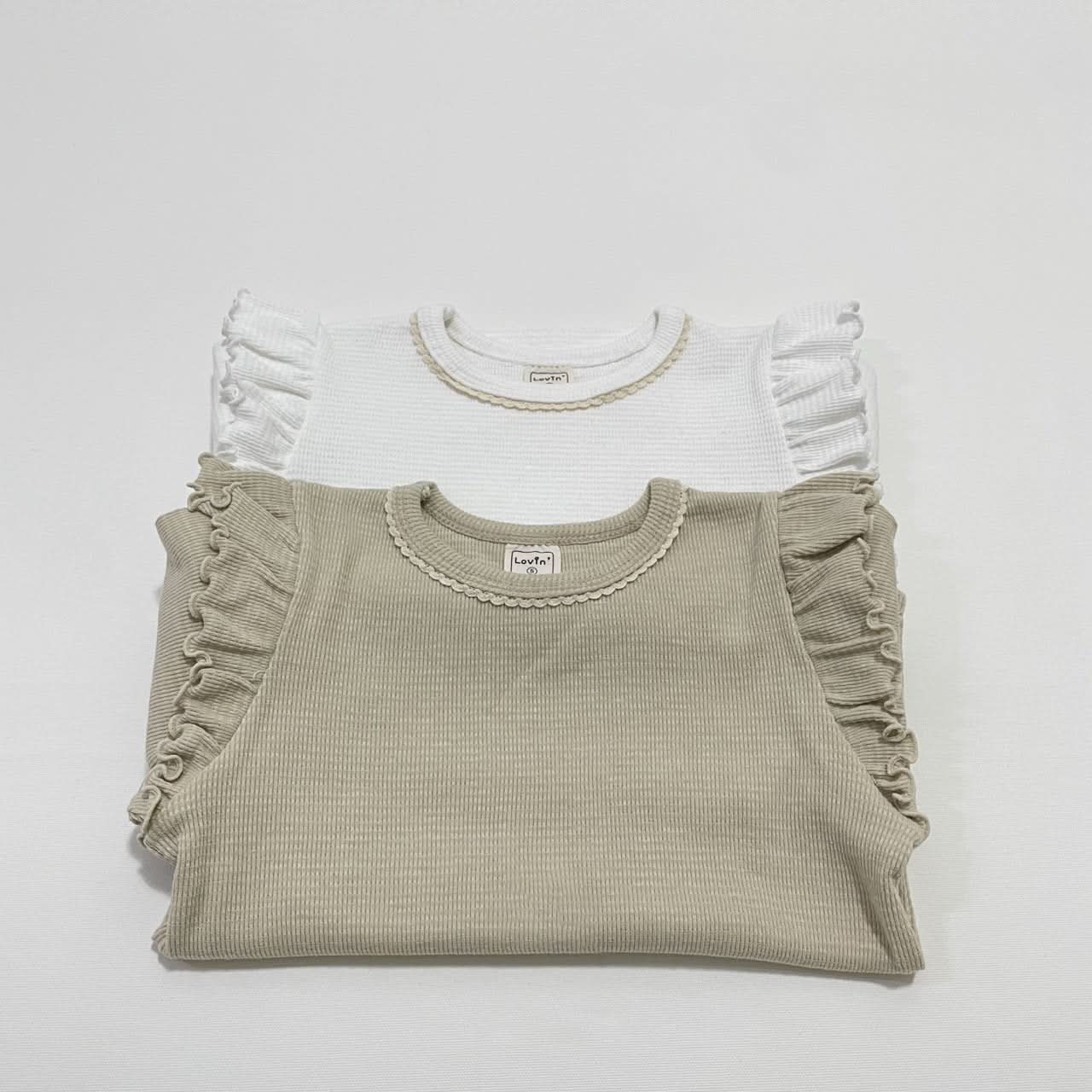 Toddler S25 Ruffle Shoulder Ribbed Tee (1 - 6y) - 2 Colors kids outfit