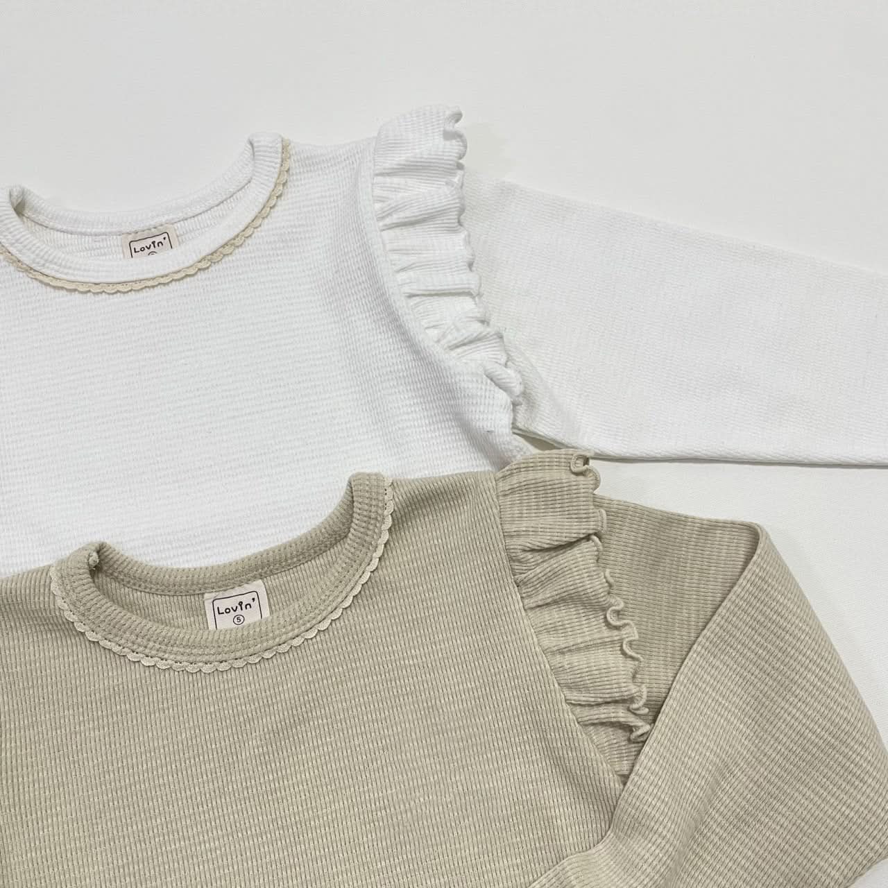 Toddler S25 Ruffle Shoulder Ribbed Tee (1 - 6y) - 2 Colors kids outfit