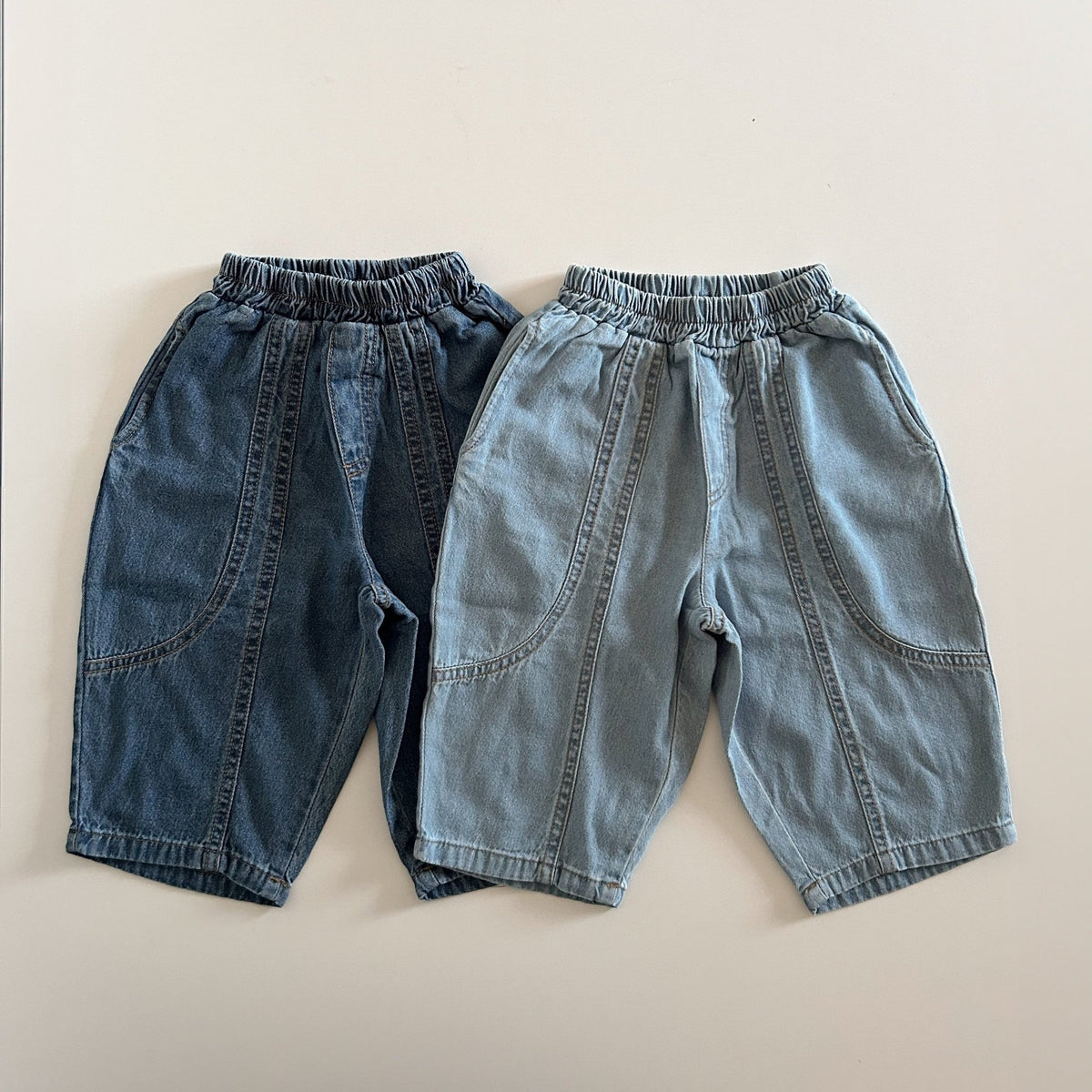 Toddler S25 Stitch Detail Denim Pull On Pants (1 - 6y) - 2 Colors kids outfit