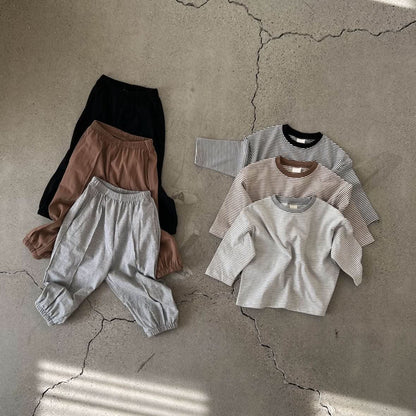 Toddler S25 Stripe Loose Fit Top and Jogger Pants Set (2 - 7y) - 3 Colors kids outfit