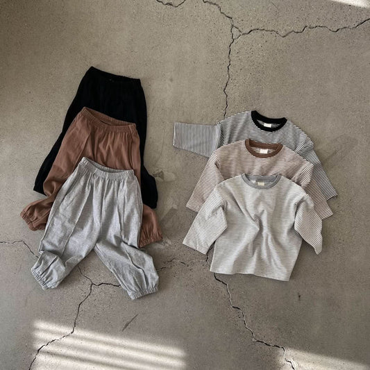 Toddler S25 Stripe Loose Fit Top and Jogger Pants Set (2 - 7y) - 3 Colors kids outfit