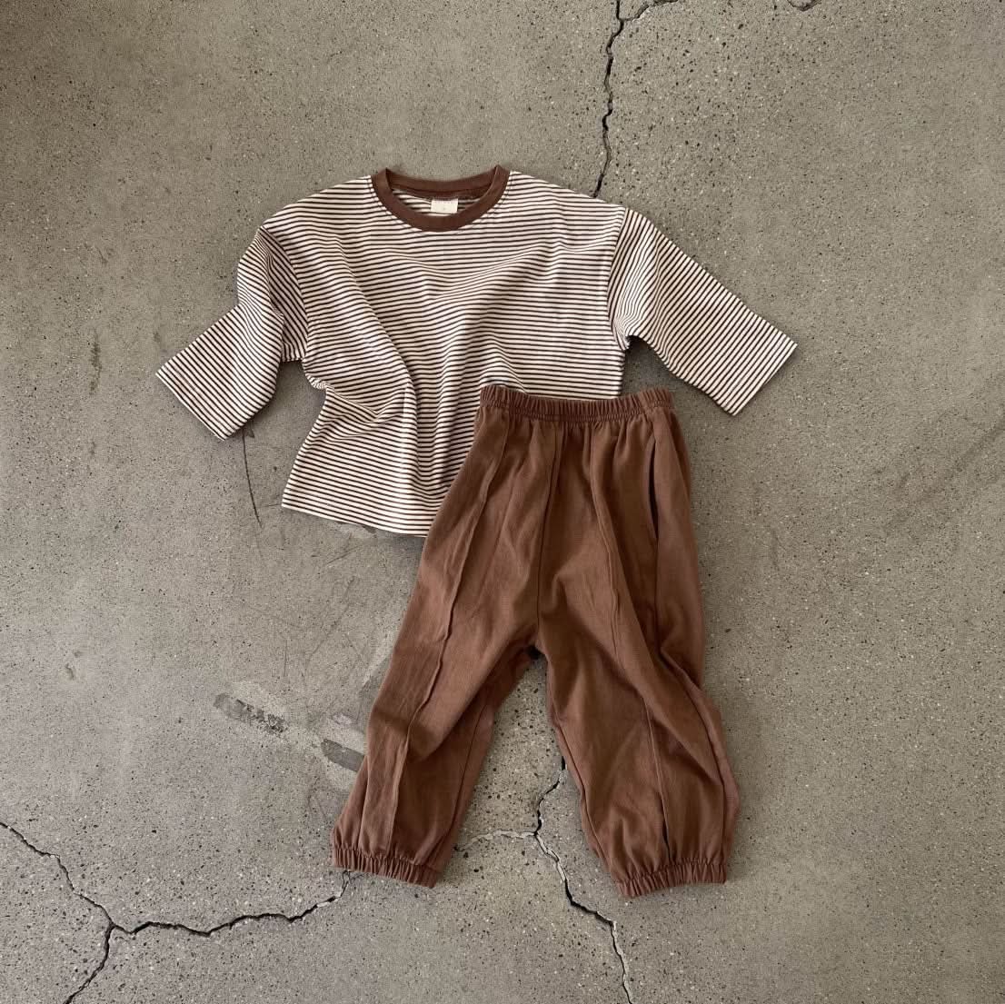 Toddler S25 Stripe Loose Fit Top and Jogger Pants Set (2 - 7y) - 3 Colors kids outfit