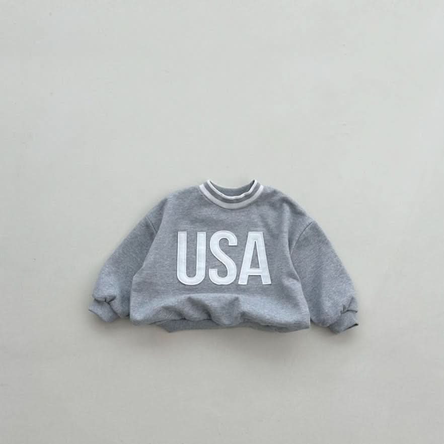 Toddler S25 Stripe Rib Crew Neck 'USA' Patch Sweatshirt (2 - 6y) - 3 Colors kids outfit