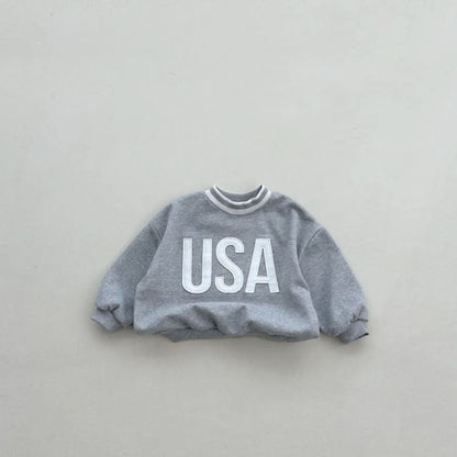 Toddler S25 Stripe Rib Crew Neck 'USA' Patch Sweatshirt (2 - 6y) - 3 Colors kids outfit