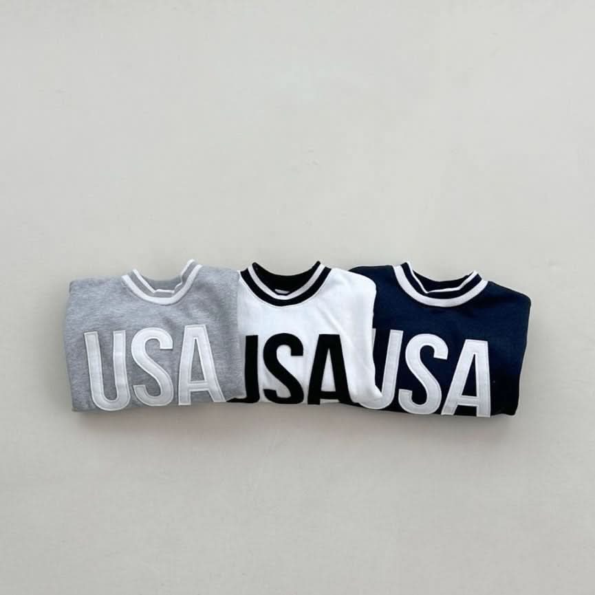 Toddler S25 Stripe Rib Crew Neck 'USA' Patch Sweatshirt (2 - 6y) - 3 Colors kids outfit